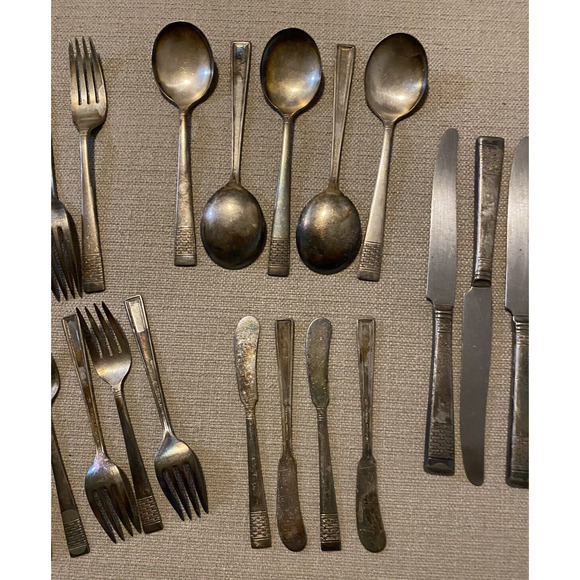 Vtg National Silver Co Silverware King Edward Cavalcade 22 Pc Set Need Polishing - Picture 16 of 16